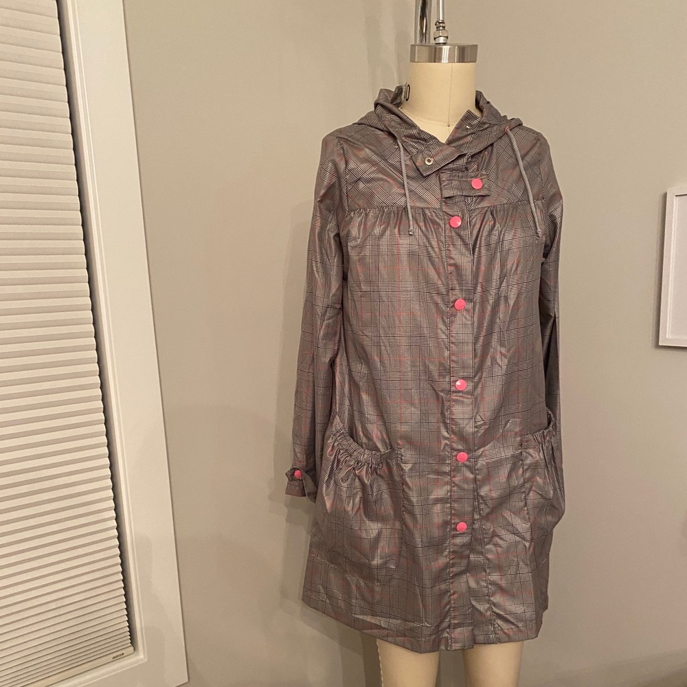 Packable plaid Rain jacket